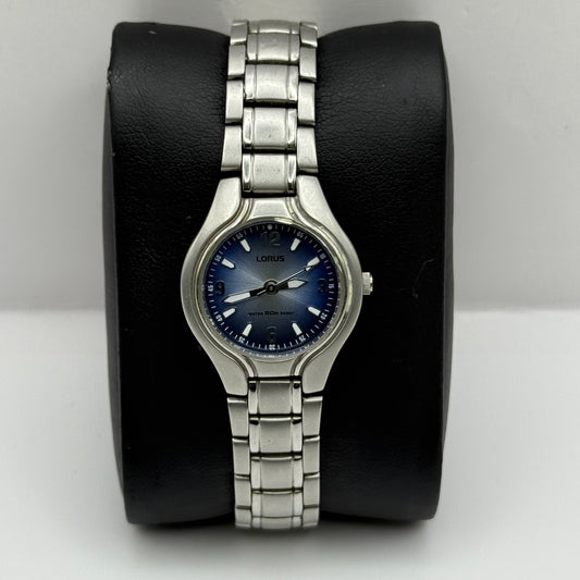 Lorus Ladies Quartz Watch Blue Dial Silver Tone Bracelet Japan Working 23mm
