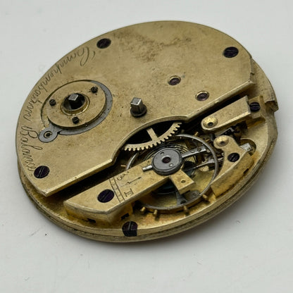 47.8mm Antique Compensation Balance Key Wound Pocket Watch Movement PARTS SPARES