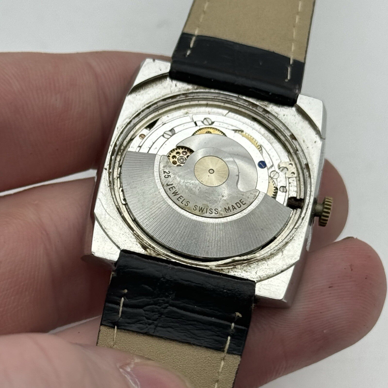 32mm Mens Avia Matic Automatic Sweep Seconds Square Watch FOR PARTS TO RESTORE