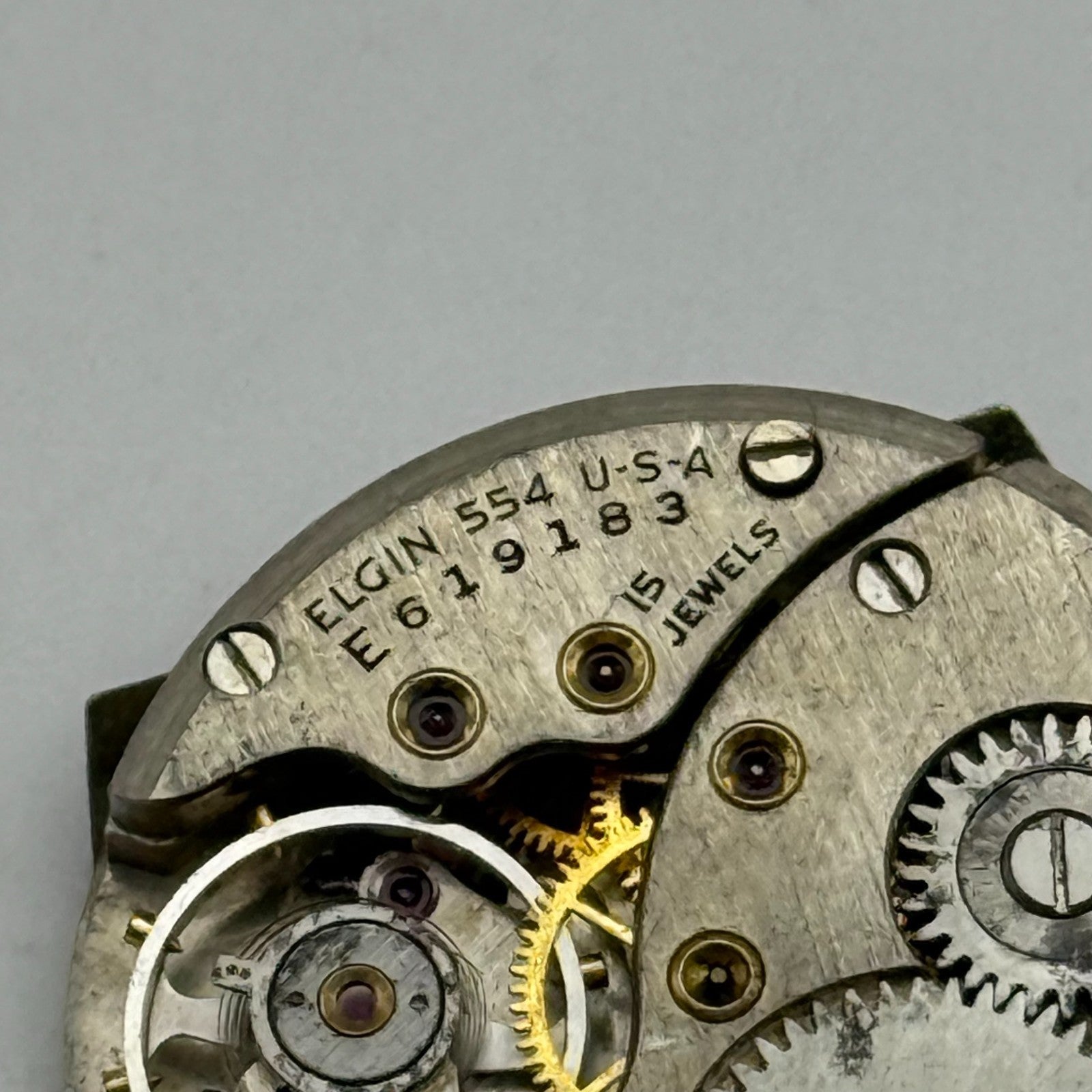 1942 Vintage 8/0s Elgin 554 Model 7 American Watch Movement PARTS REPAIR SPARES