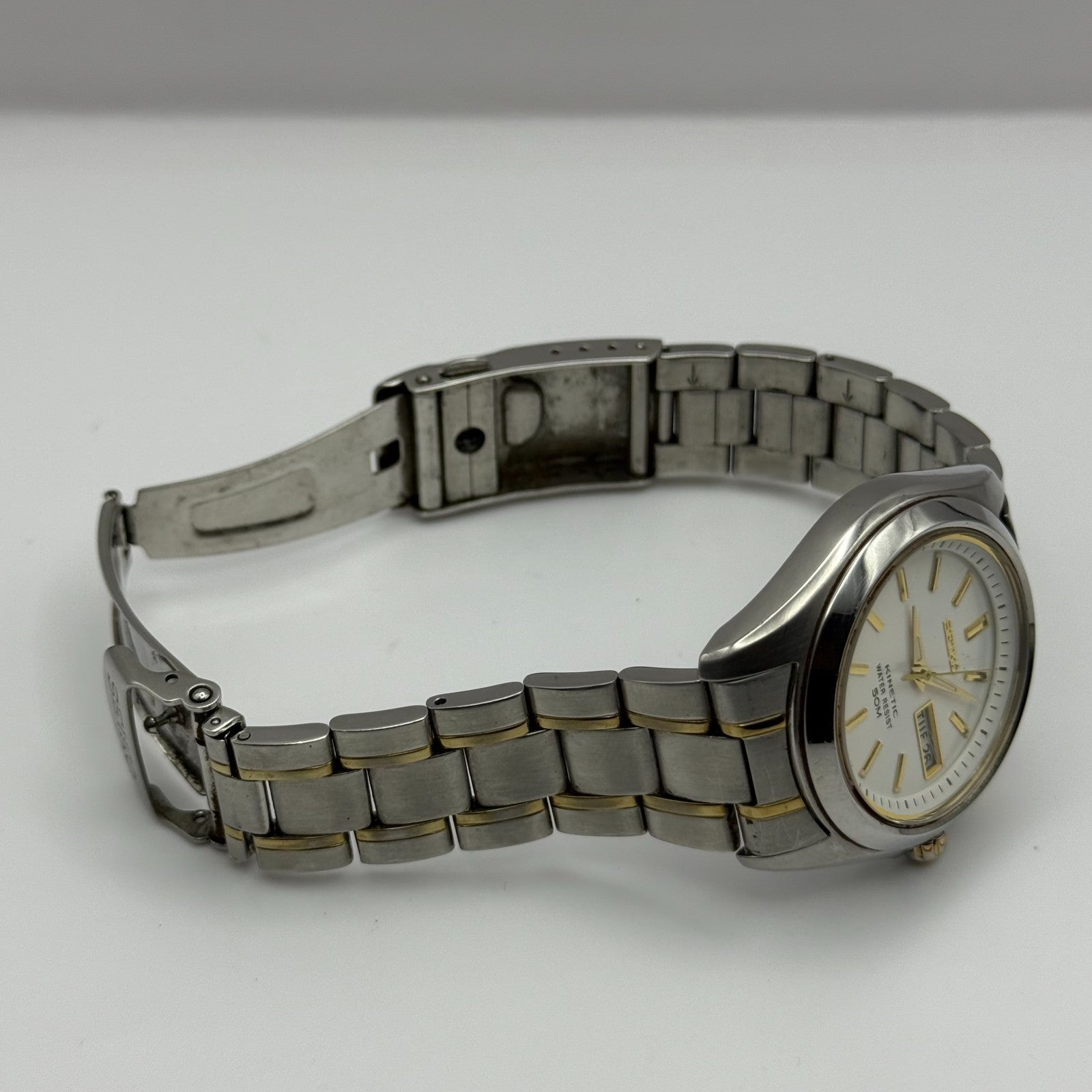 Seiko Kinetic 50M Men's Quartz Watch 5M63 - 0AC0 Date Dial 41mm PARTS REPAIR