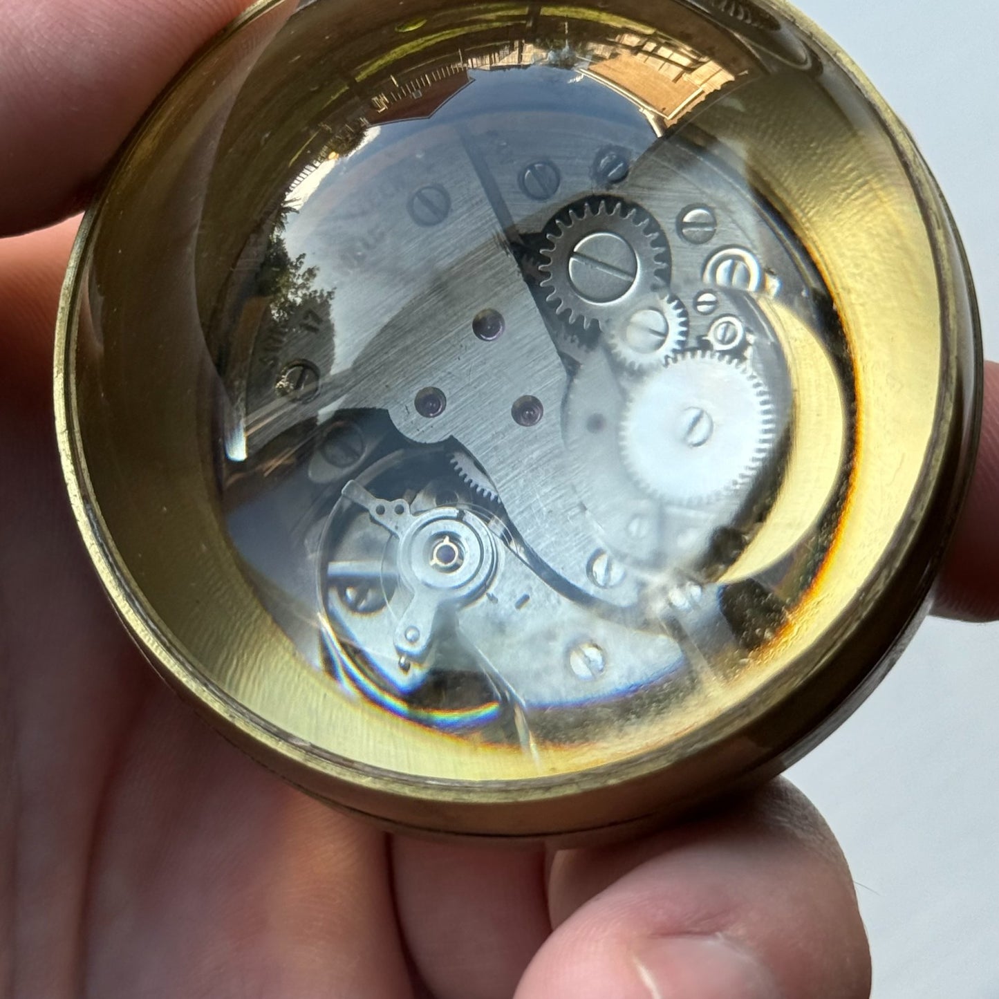 Roskopf Pocket Watch Unusual Fhf St 96 Magnifier Round Vintage To Repair Parts