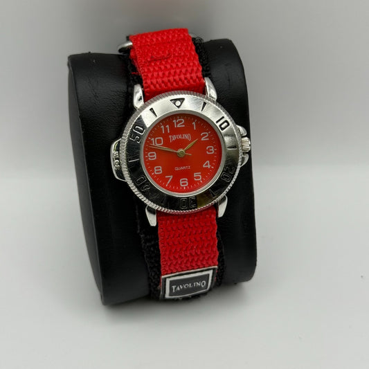Tavolino Sporty Quartz Watch Red Dial Black Red Strap Working 30mm New Battery