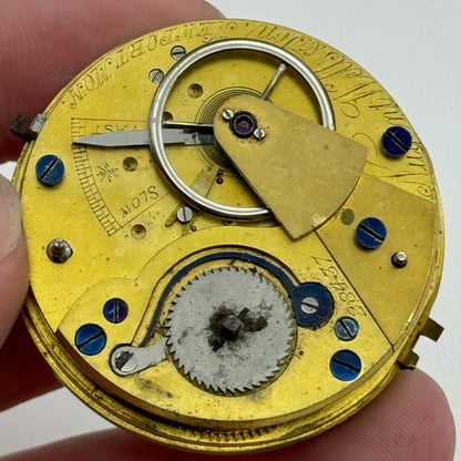 43mm Antique Unusual Nugent Wells & Son Newport Pocket Watch Movement PARTS