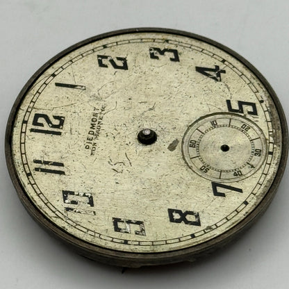 43.1mm Open Face Piedmont Watch Co 6 Jewels Swiss Pocket Watch Movement PARTS