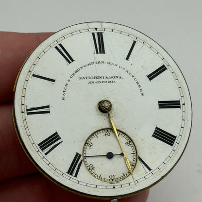 46.5mm Fattoroni & Sons Bradford Chronometer Makers Pocket Watch Movement PARTS