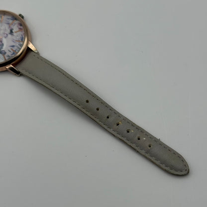 Mantaray Ladies Quartz Watch Floral Design Dial Grey Strap Japan Working 38mm