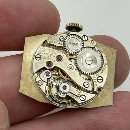 24mm RUNNING Gruen Precision 115 Curved Art Deco Tank Watch Vintage TO RESTORE