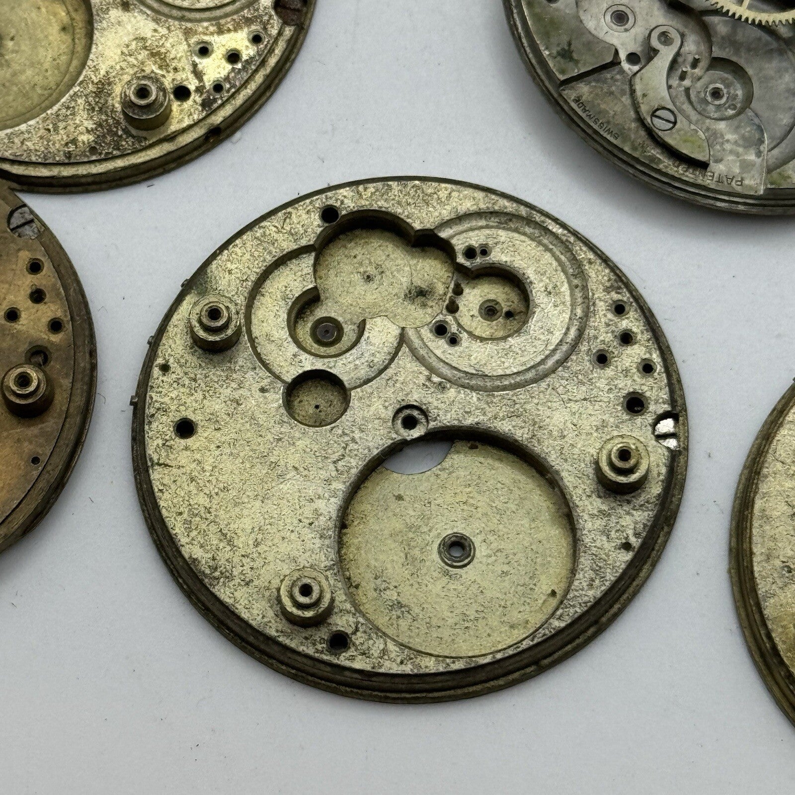 Buren Partial Pocket Watch Movement X 5 Job Lot Parts Repair Watchmakers Spares