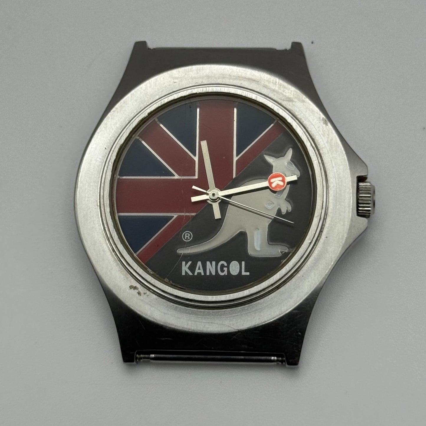 Vintage Kangol Men’s Quartz Watch Kangaroo Silver Tone 100 Metre Working 40mm