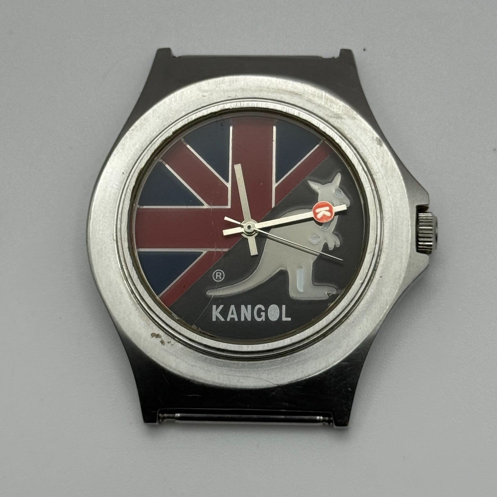 Vintage Kangol Men’s Quartz Watch Kangaroo Silver Tone 100 Metre Working 40mm