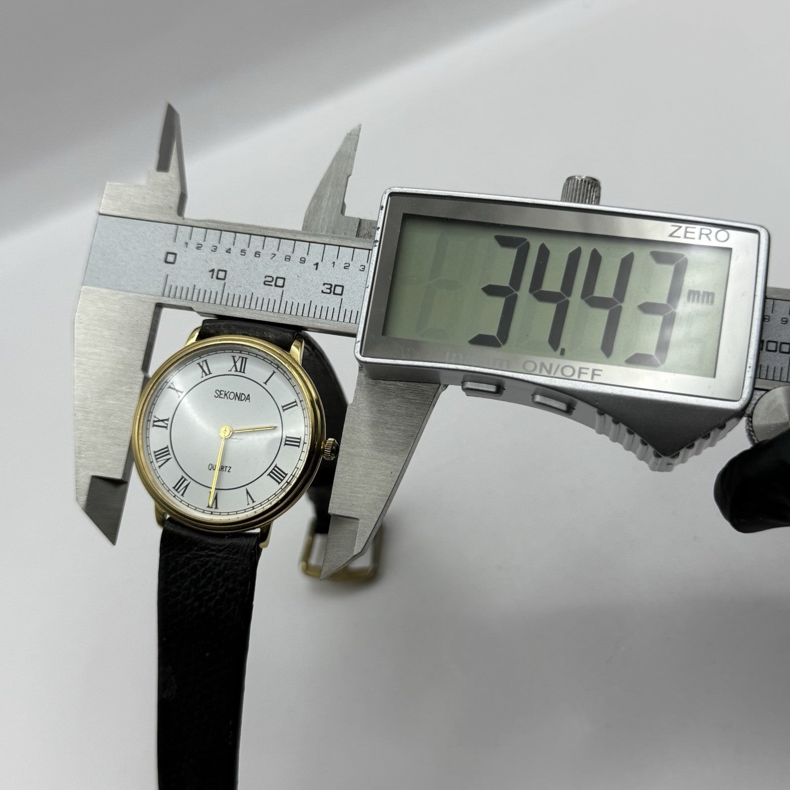 31mm Working Sekonda Quartz Gold Plated Leather Strap Quartz Watch New Battery