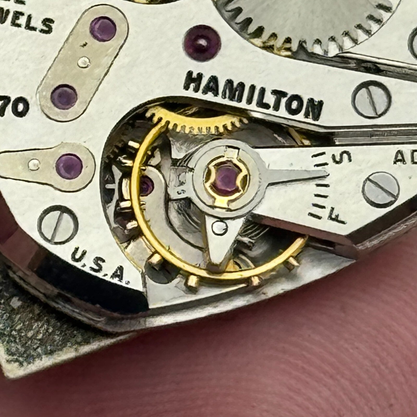 20.4mm Running Hamilton Cal 770 Manual Wind 22 Jewels USA Watch Movement PARTS