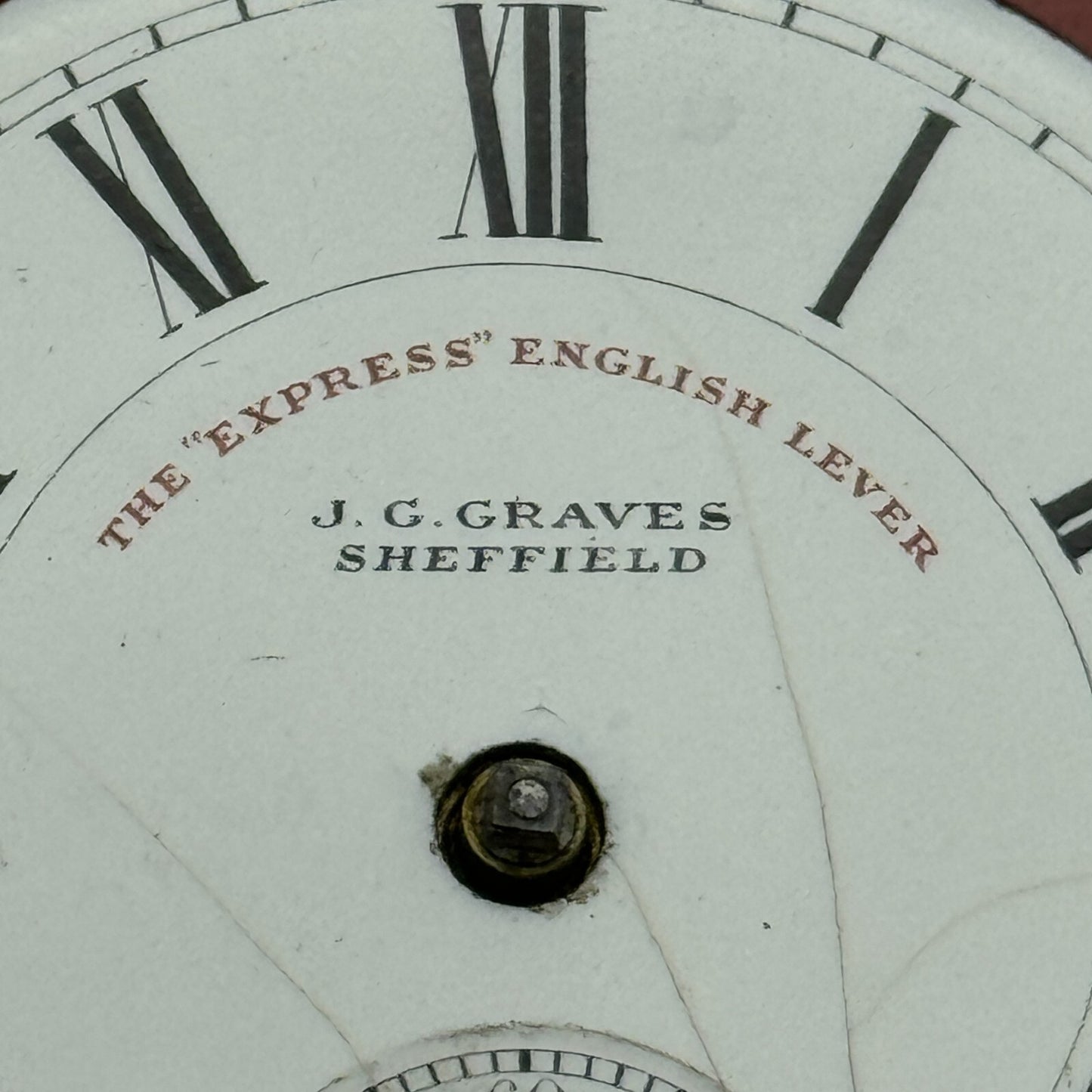 44.9mm Antique J G Graves Sheffield English Express Lever Pocket Watch Movement