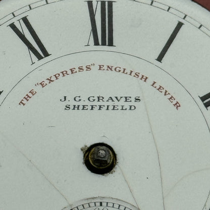 44.9mm Antique J G Graves Sheffield English Express Lever Pocket Watch Movement