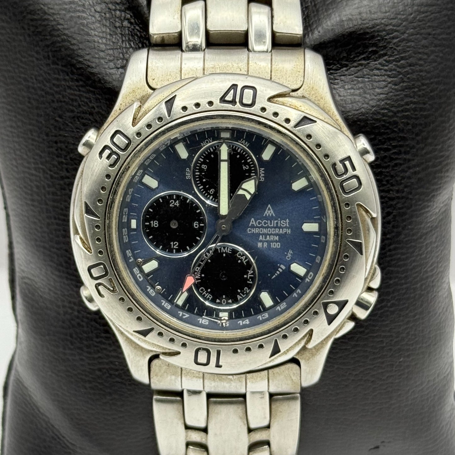 Accurist Men's Chronograph Alarm Quartz Watch WR 100 40mm PARTS REPAIR