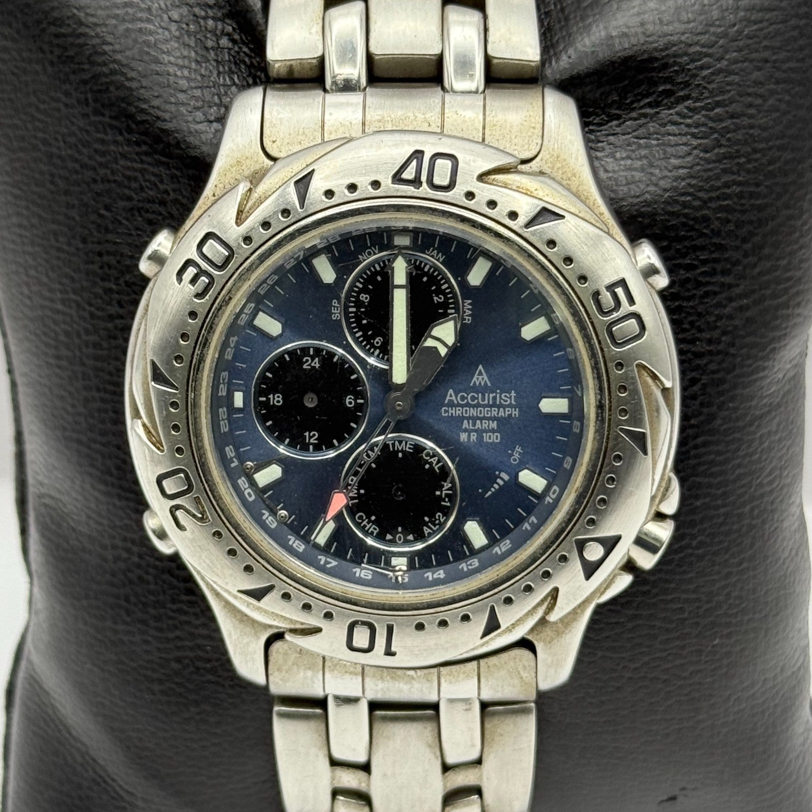 Accurist Men's Chronograph Alarm Quartz Watch WR 100 40mm PARTS REPAIR