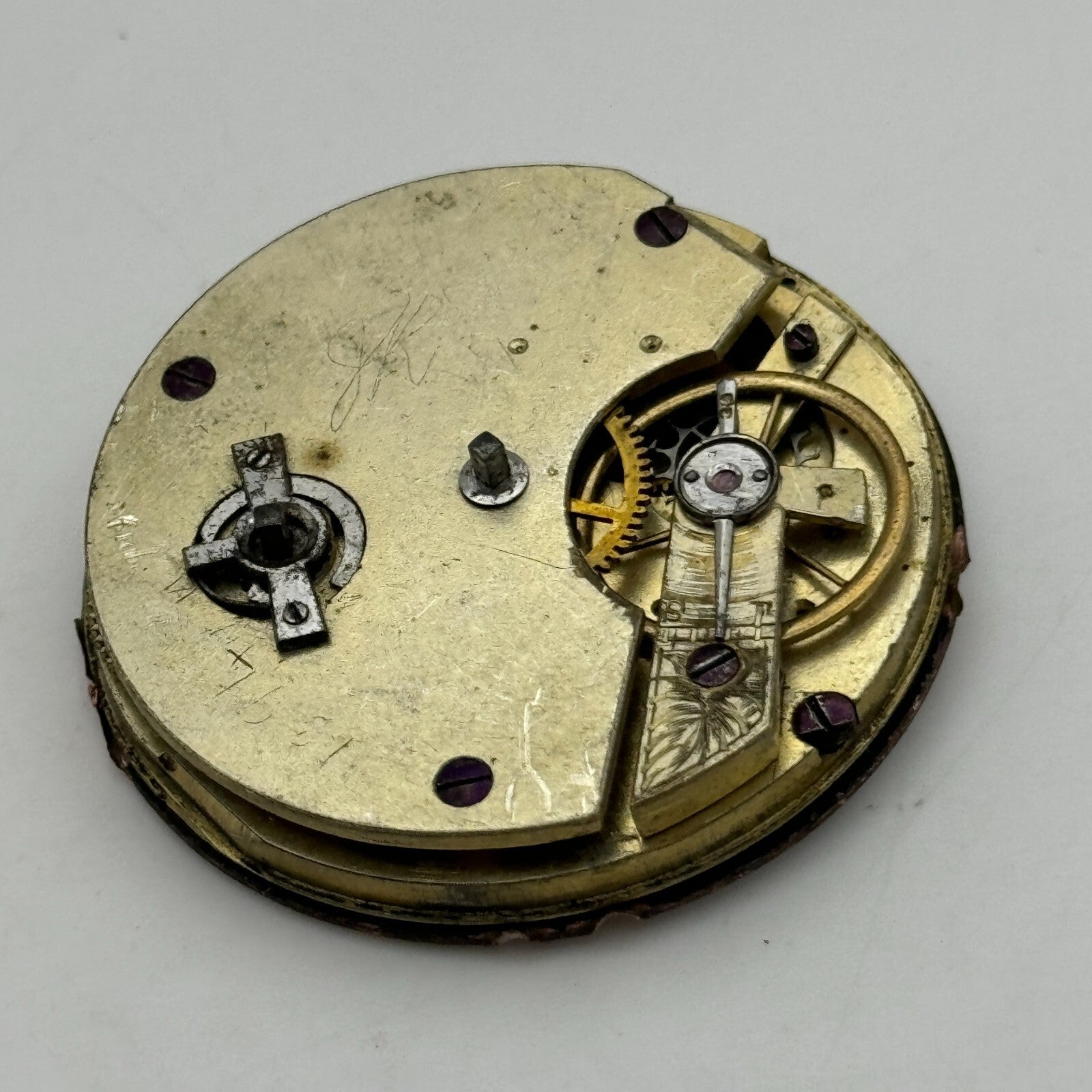 44mm Antique Paris Exhibition 1867 Key Wound Pocket Watch Movement PARTS REPAIR