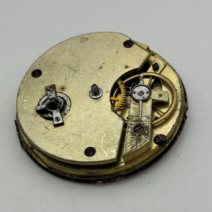 44mm Antique Paris Exhibition 1867 Key Wound Pocket Watch Movement PARTS REPAIR