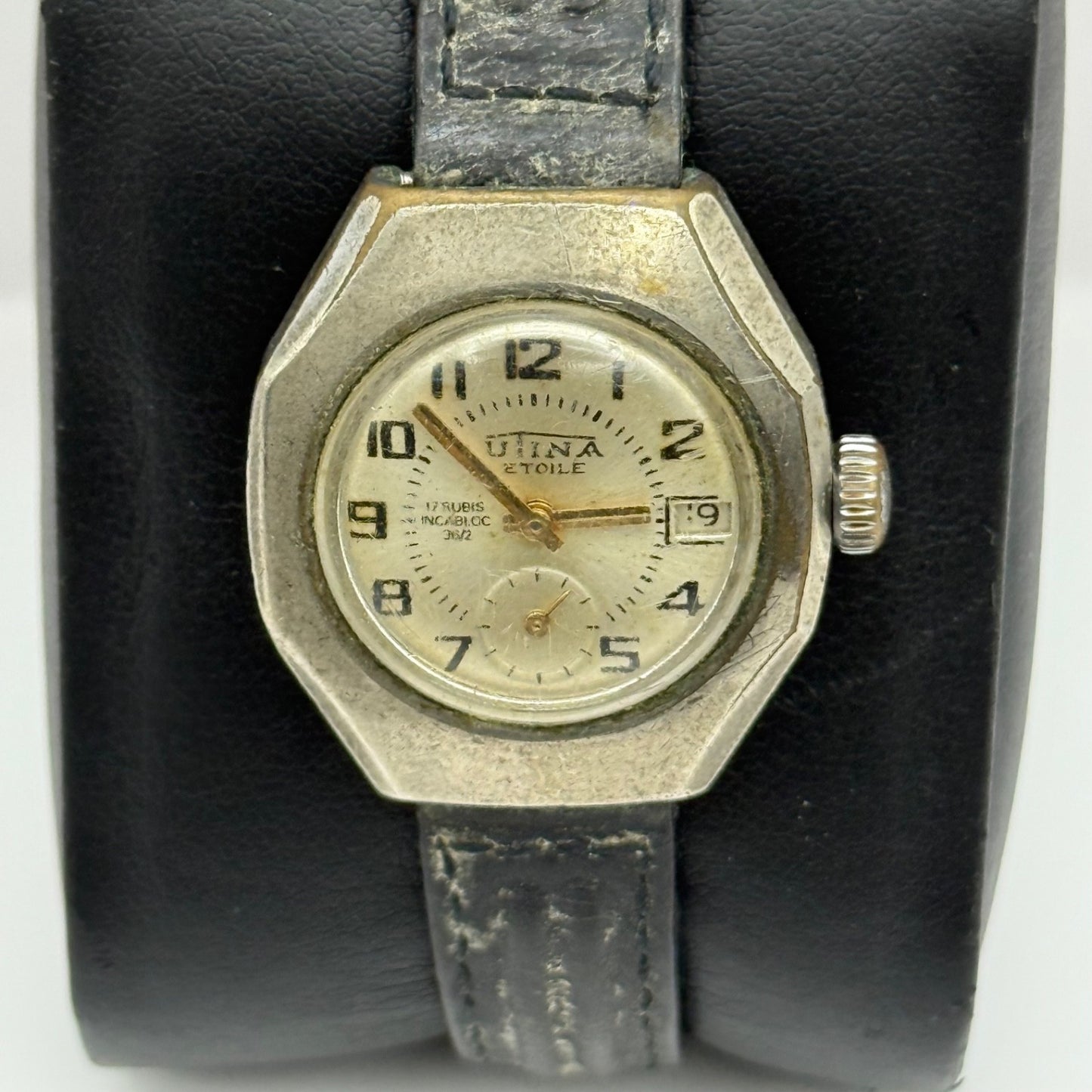 26mm Vintage Utina Etoile Interesting Date Dial Manual Wind Watch PARTS / REPAIR