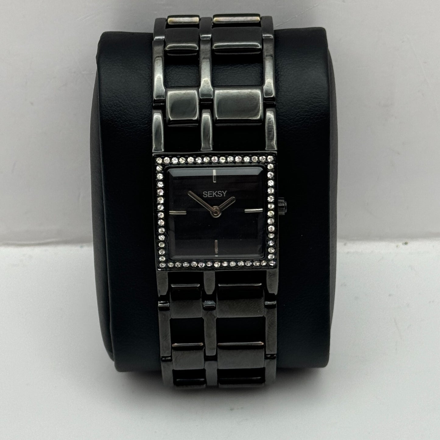 23mm Working Seksy Sekonda 4008 Black Jewelled Quartz Watch New Battery 7.5 Inch