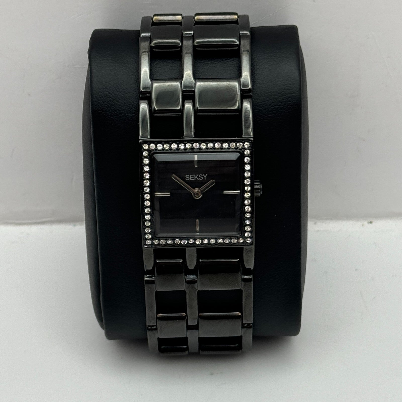 23mm Working Seksy Sekonda 4008 Black Jewelled Quartz Watch New Battery 7.5 Inch