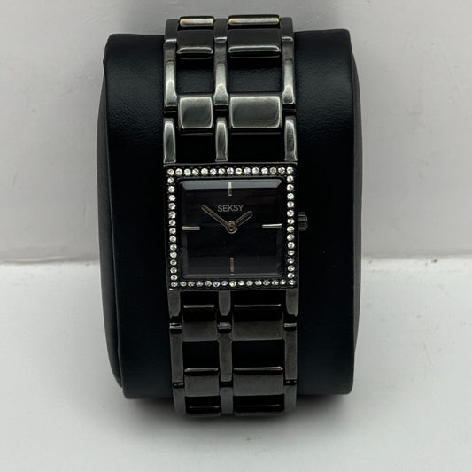 23mm Working Seksy Sekonda 4008 Black Jewelled Quartz Watch New Battery 7.5 Inch