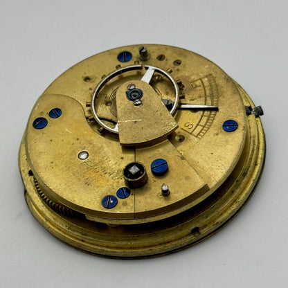 45mm Antique J W Johnston & Son Carlisle Key Wound Pocket Watch Movement PARTS
