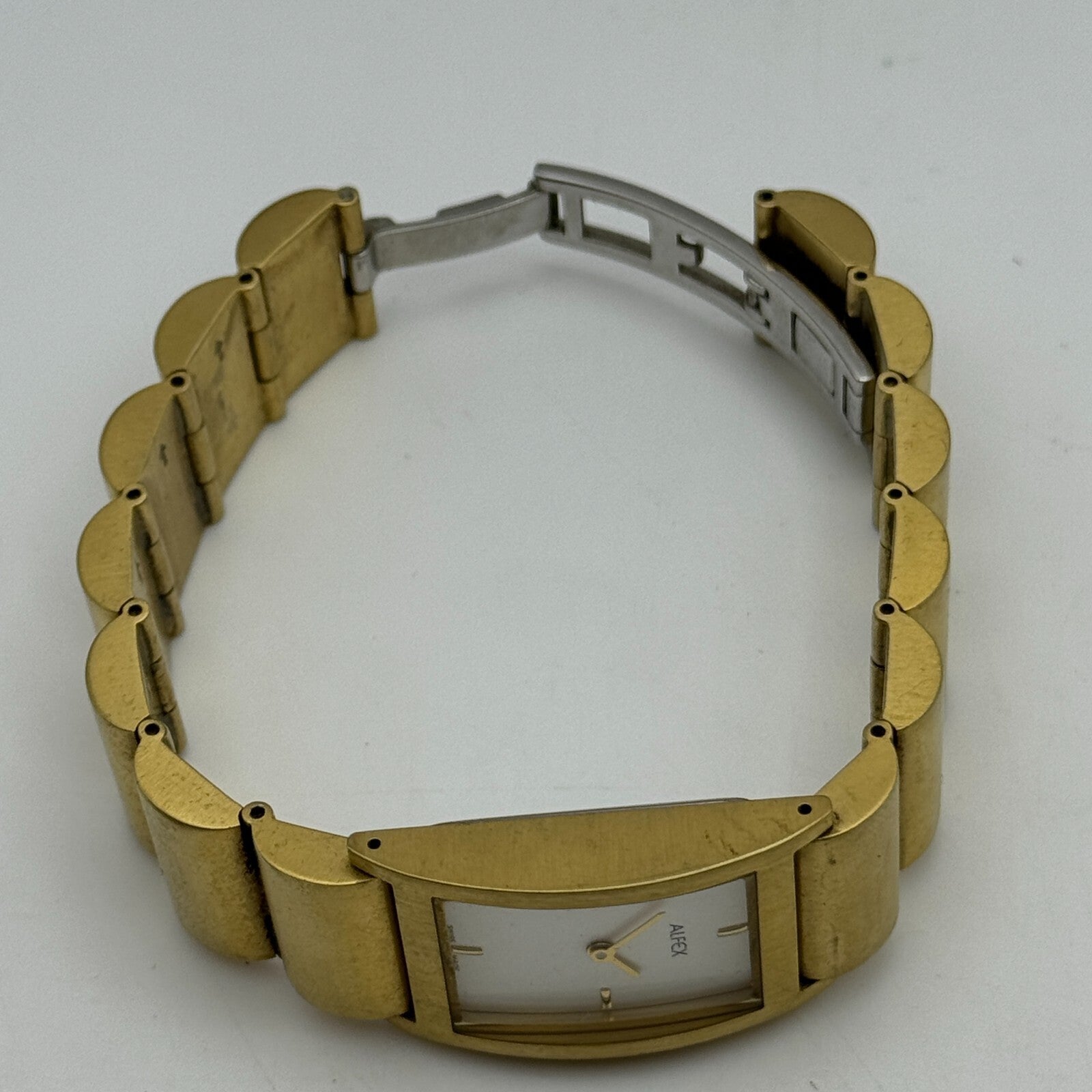 19mm Working Alfex 5301-R-D Plum Design Gold Plated Vintage Quartz Watch 6 Inch