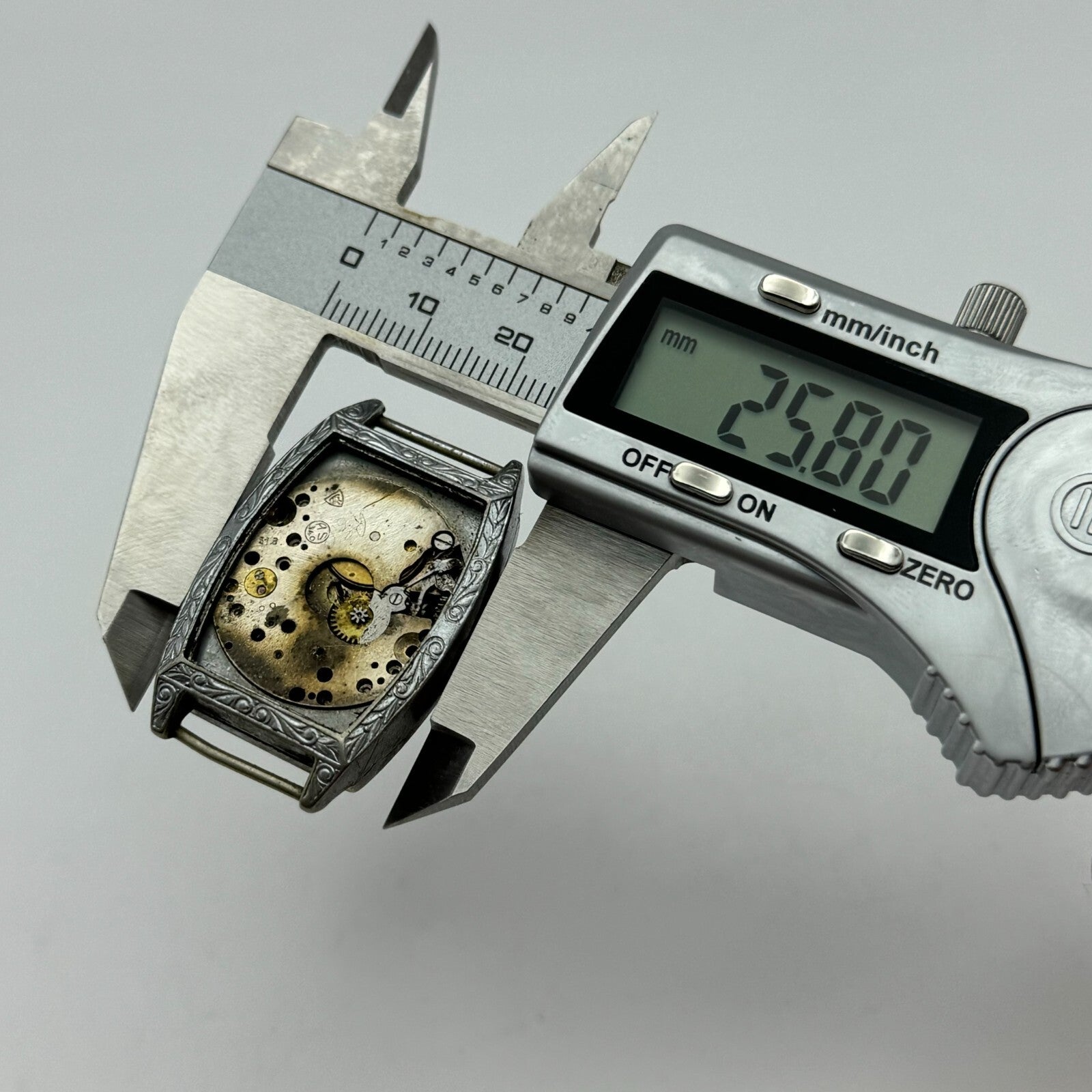 25.8mm AS 340 A Schild Watch Movement And Art Deco Tank Case 15 Jewels PARTS