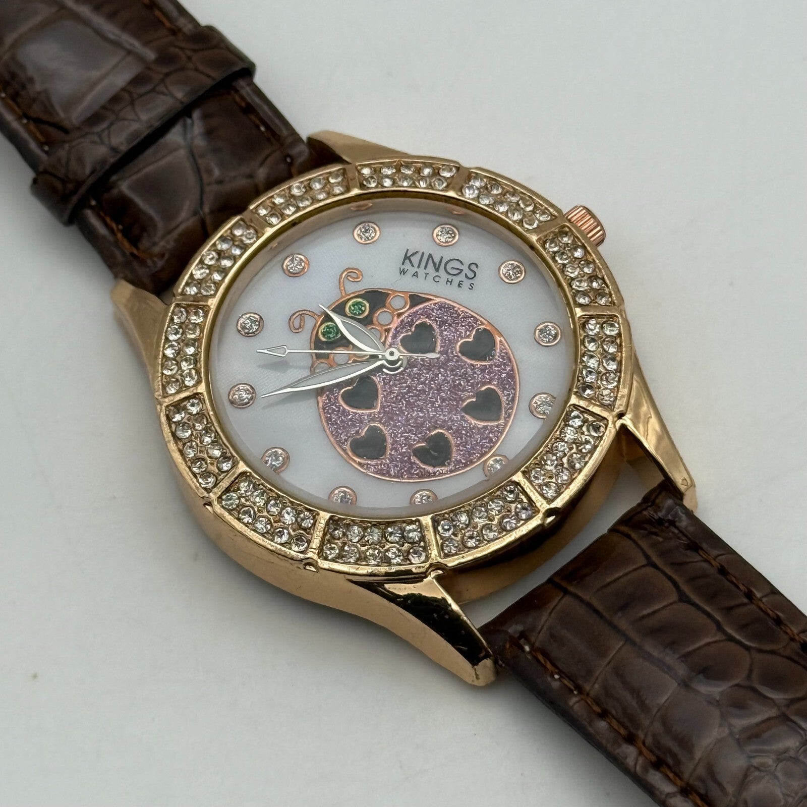 39mm Working Kings Jewelled Lady Bird 6544-3 Quartz Watch 9 Inches New Battery