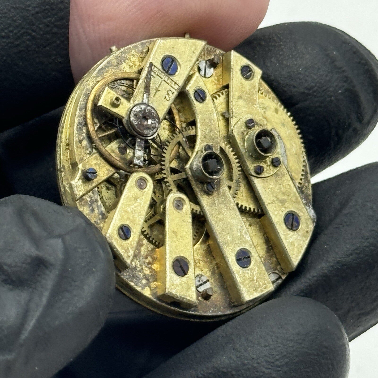 31.6mm Quality White Porcelain Dial Cylinder Watch Movement FOR PARTS