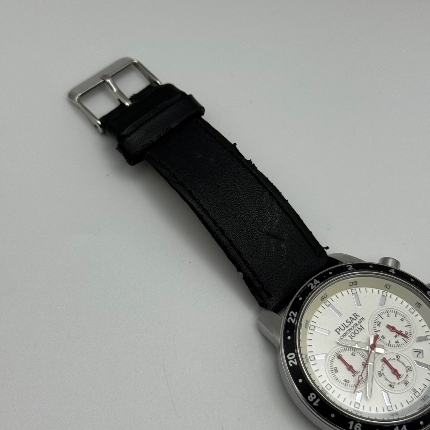 Pulsar Chronograph 100M Watch Men's Quartz VD53-X055 Working 43mm Japan Steel