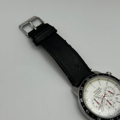 Pulsar Chronograph 100M Watch Men's Quartz VD53-X055 Working 43mm Japan Steel