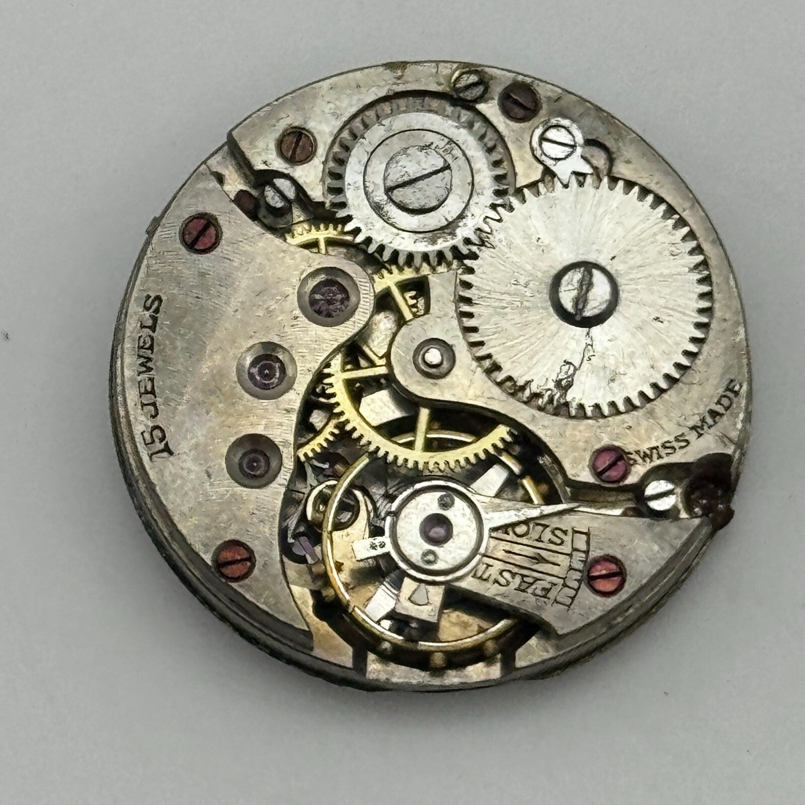 23.7mm Unidentified 15 Jewels Swiss Trench Watch Movement Manual Wind PARTS