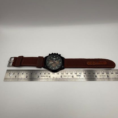 Xinew Men’s Quartz Chronograph Watch Calendar Dial Brown Strap Working 43mm