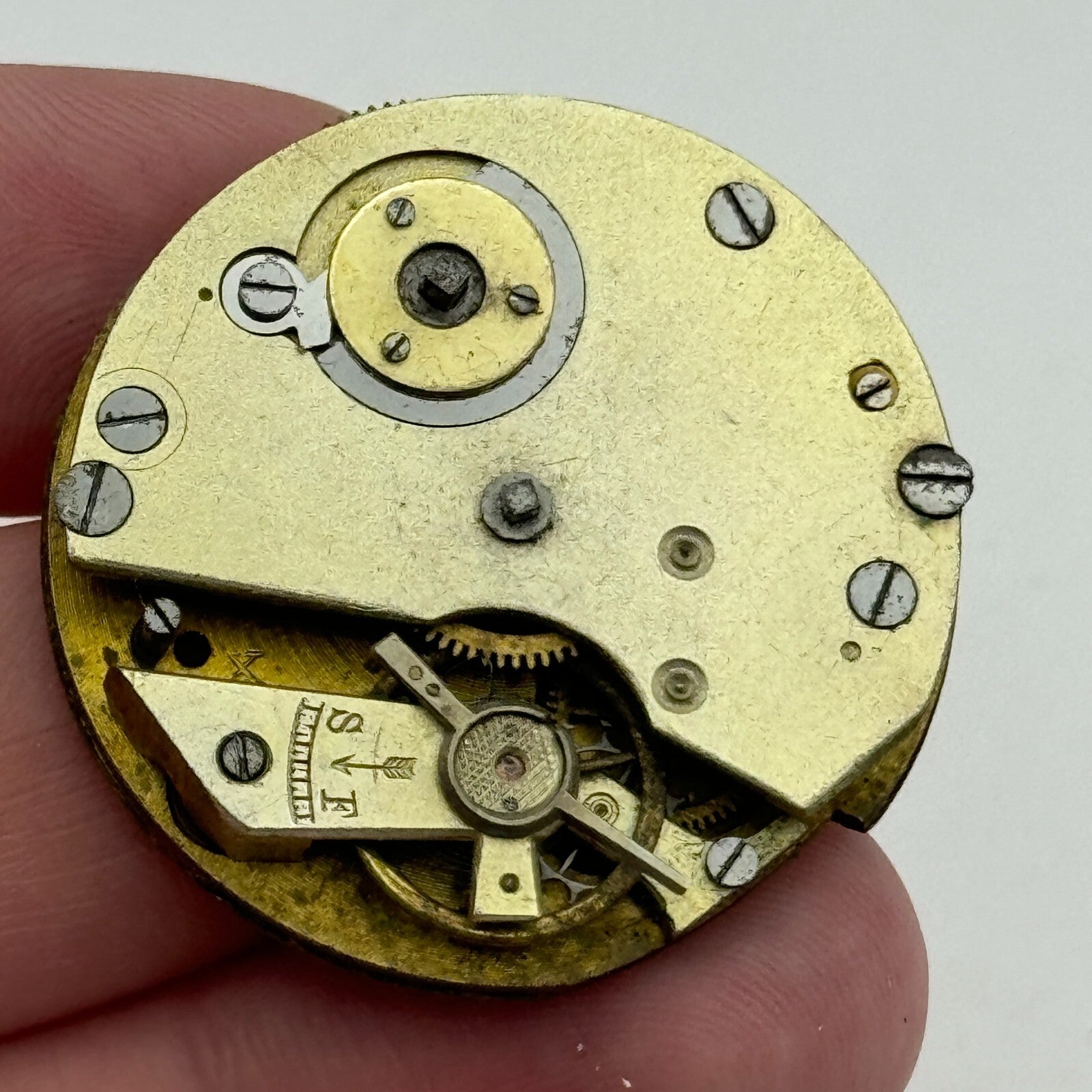 35.4mm Antique Unidentified Key Wound Pocket Watch Movement PARTS REPAIR SPARES
