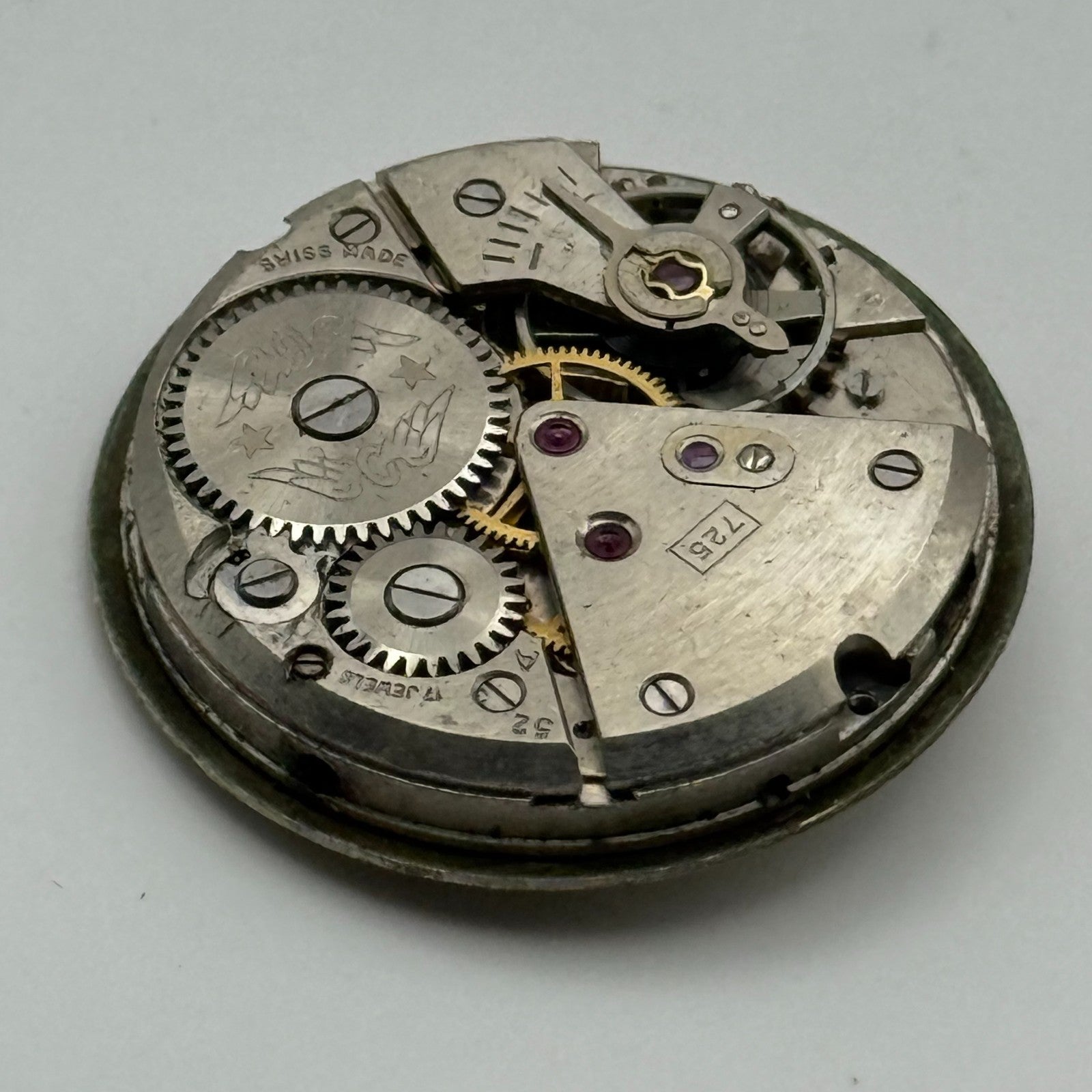 ETA 1080 Watch Movement Rotary 725 Manual Wind Vintage Swiss Parts Repair 23.6mm