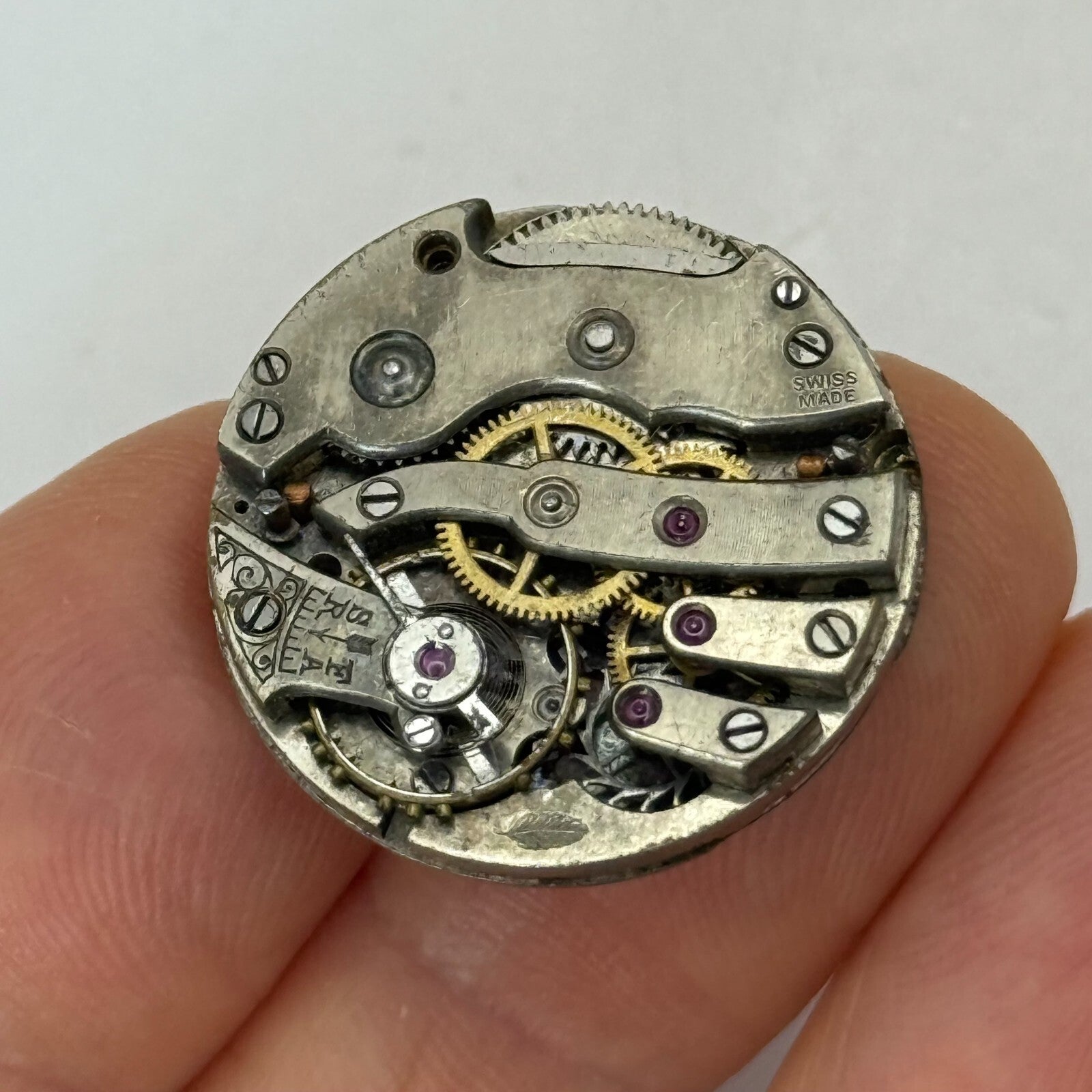 23.5mm Vintage Unidentified Leaf Mark Trench Watch Movement Manual Wind PARTS