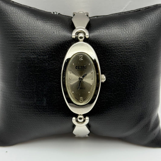 Working Censi Collection Tiempo Ladies Silver Tone 18mm Quartz Watch New Battery