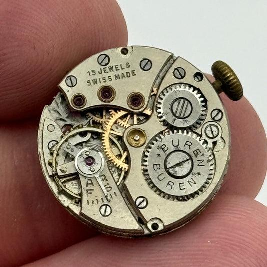 19.6mm Running Buren Cal 355 Manual Wind Swiss Watch Movement Vintage PARTS