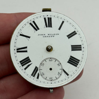 44.6mm Antique John Wilson Ossett Key Wound Pocket Watch Movement PARTS REPAIR