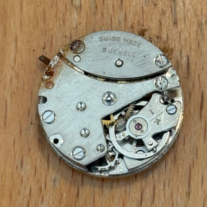 21mm Vintage Crescent Swiss 5 Jewels Ladies Manual Wind Watch PARTS / REPAIR