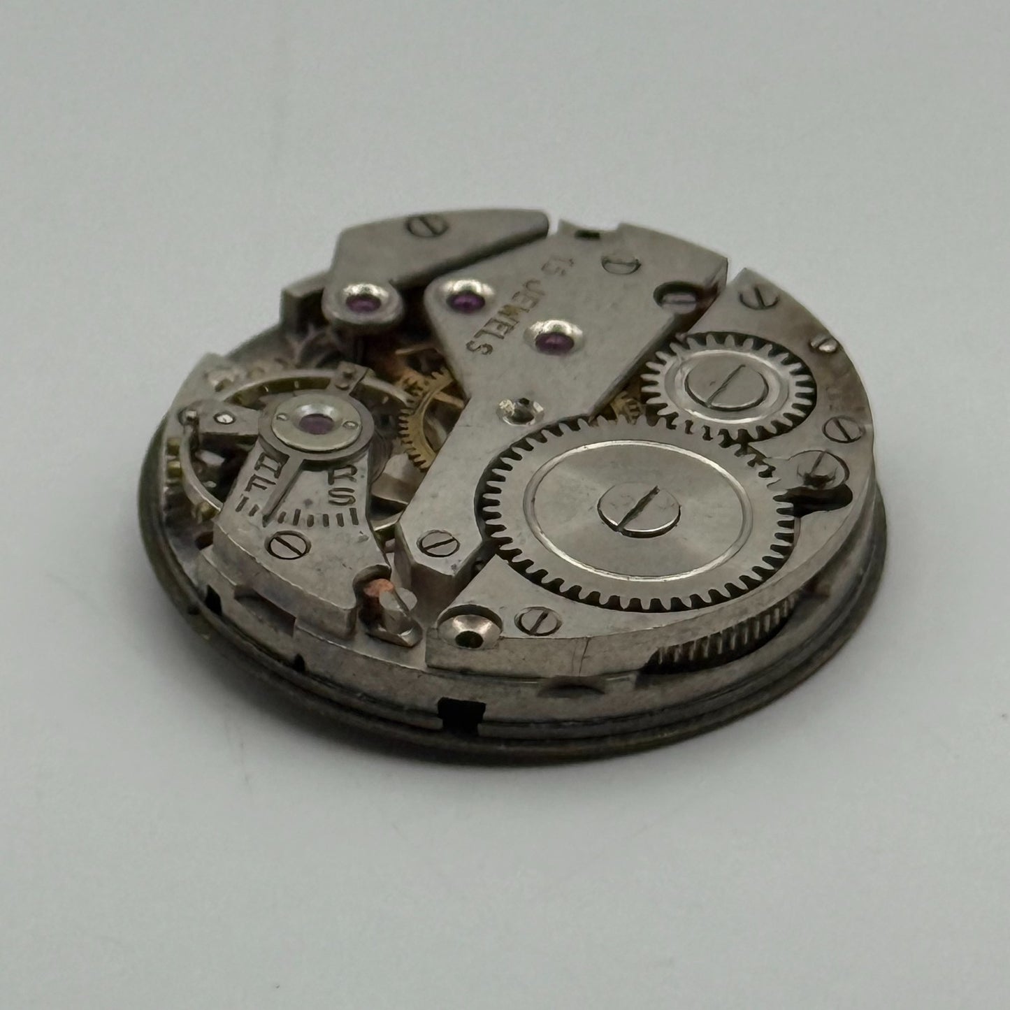John Elkan Ltd London Watch Movement Manual Wind Vintage 15 Jewels Parts 24.4mm