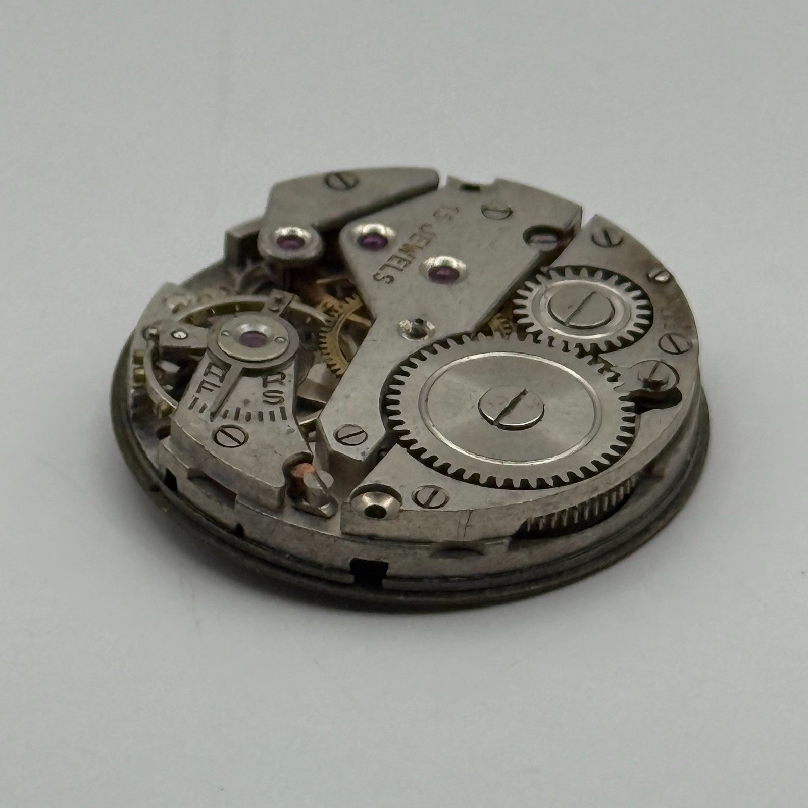 John Elkan Ltd London Watch Movement Manual Wind Vintage 15 Jewels Parts 24.4mm
