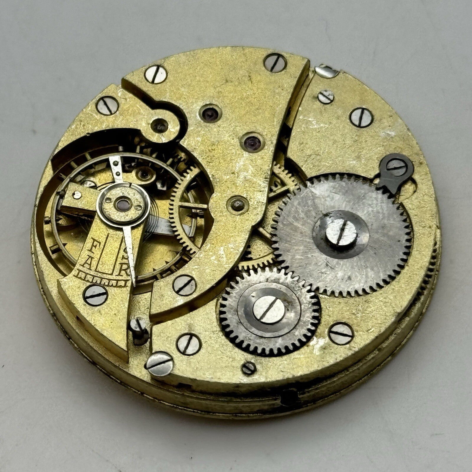 41.7mm Manual Wind Unidentified Patent Pocket Watch Movement White FOR PARTS
