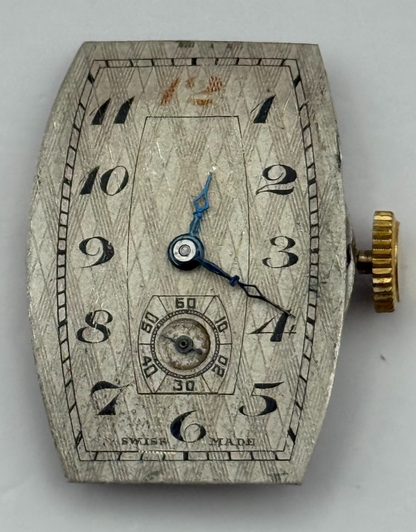 Art Deco 15 Jewels Swiss Sub Seconds Watch Movement Manual Wind Parts 19.6mm