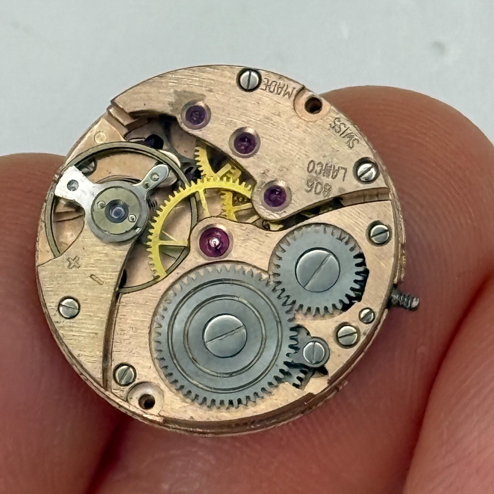19.7mm Vintage Lanco 806 Swiss 17 Jewels Manual Wind Watch Movement PARTS REPAIR