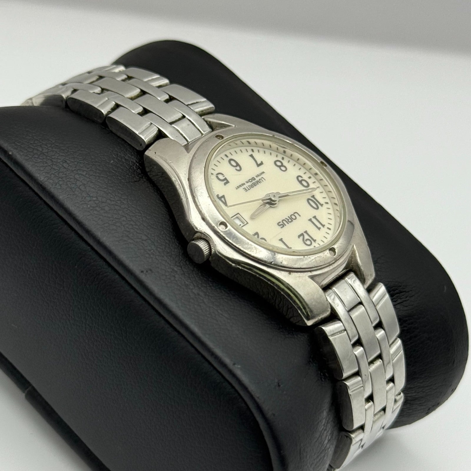 Lorus Lumibrite Ladies Quartz Watch Date Dial Silver Tone Bracelet Working 25mm