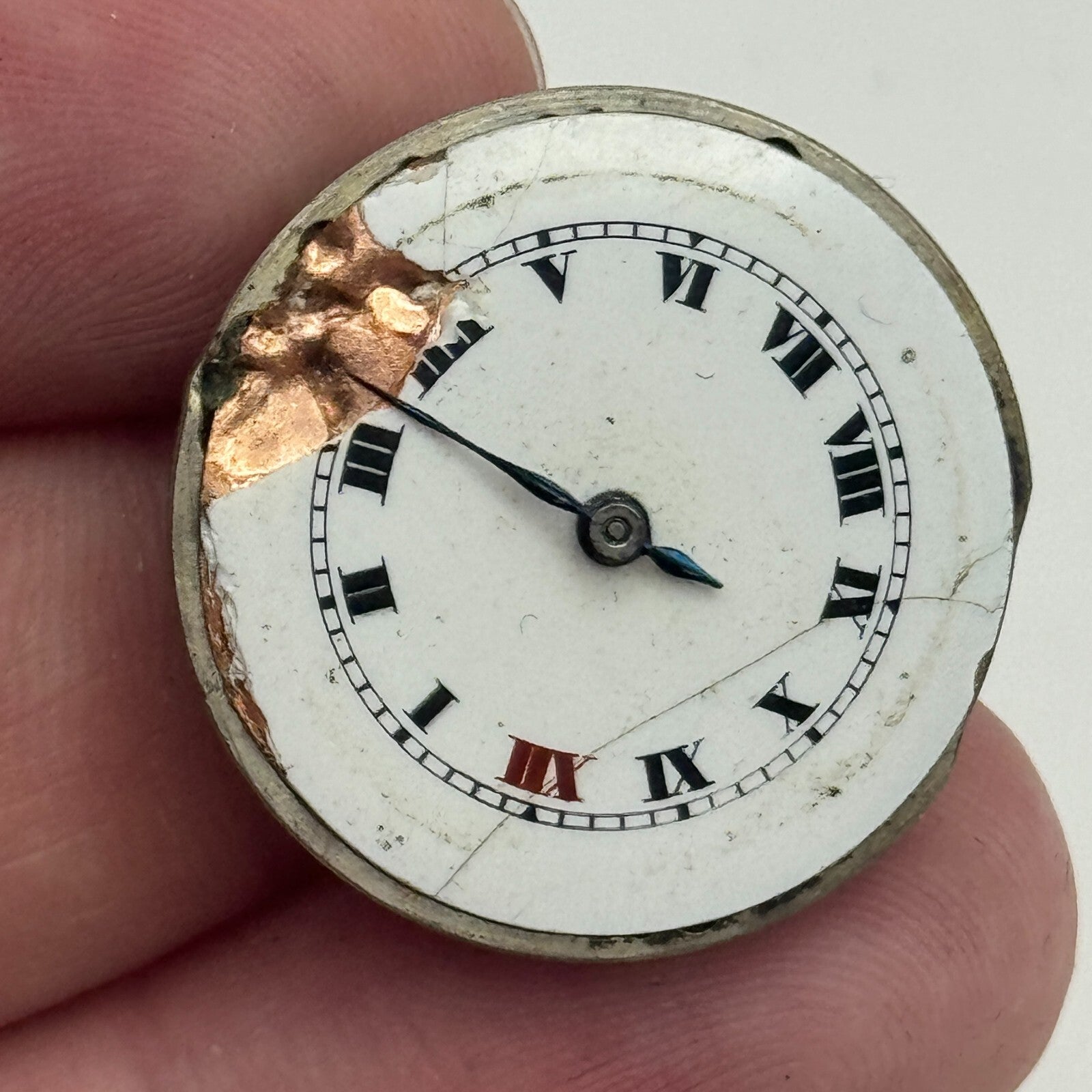 25.4mm Unidentified Roman Numerals Trench Watch Movement Manual Wind PARTS SPARE